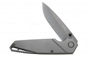 The W.R. Case & Sons Cutlery Co. Steel Knife / Stainless is a sleek, modern folding knife featuring a minimalist design with angular lines and a clean finish. With its stainless steel handle and partially open blade, the visible hinge and thumb stud promise easy one-handed operation.