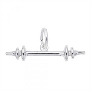 The Rembrandt Charms Barbell Accent Charm in sterling silver features a detailed barbell design with weight plates on each end and a top loop for attaching to your bracelet or necklace—an ideal choice for adding workout-inspired jewelry to your collection.
