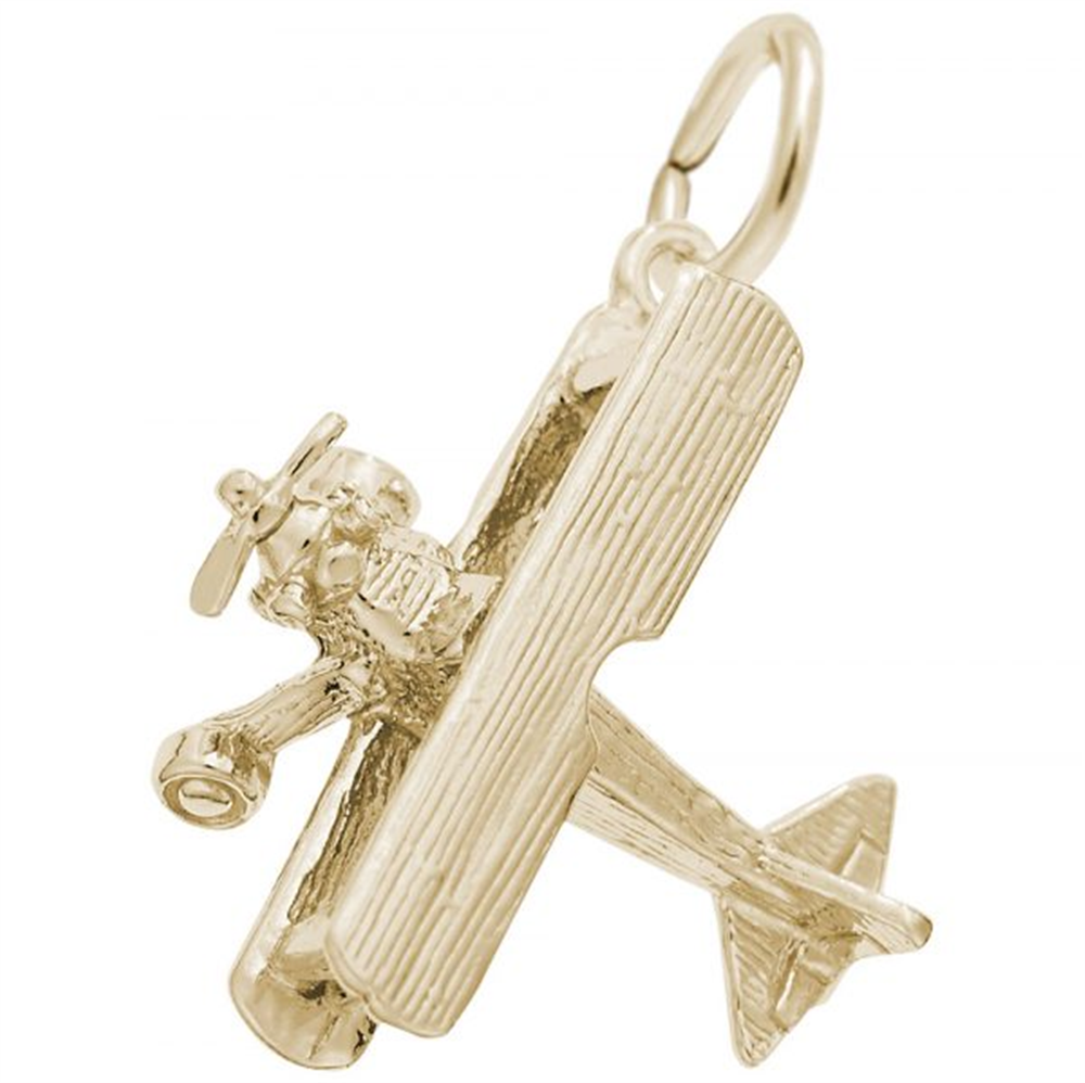 Biplane Charm / Gold Plated Sterling Silver