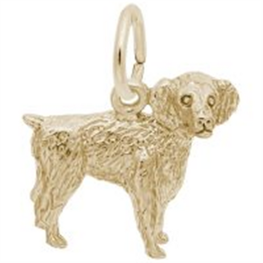 The Rembrandt Charms Boykin Spaniel gold-plated sterling silver charm showcases detailed fur and includes a loop for easy attachment.