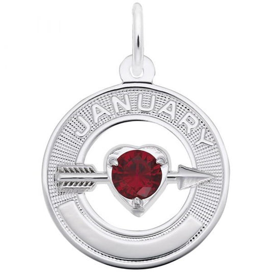 01 January Birthstone Charm in Sterling Silver
