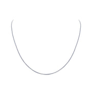 A thin, delicate Sterling Silver Chain 20" by Lafonn, elegantly displayed against a plain white background. The simple and graceful chain forms a gentle curve, suggesting it is worn around the neck, with no pendants or additional adornments attached.