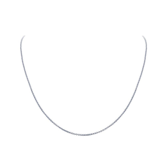A thin, delicate Sterling Silver Chain 20" by Lafonn, elegantly displayed against a plain white background. The simple and graceful chain forms a gentle curve, suggesting it is worn around the neck, with no pendants or additional adornments attached.