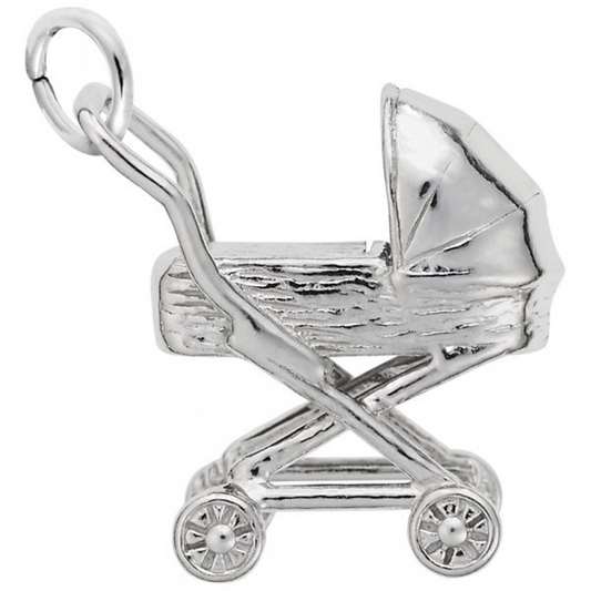 Baby Carriage in Sterling Silver Charm