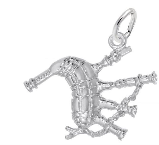 Bagpipes in Sterling Silver Charm