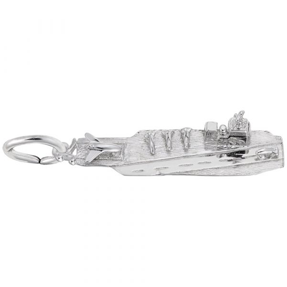 Aircraft Carrier in Sterling Silver Charm