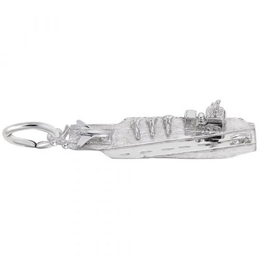 Aircraft Carrier Charm / Sterling Silver