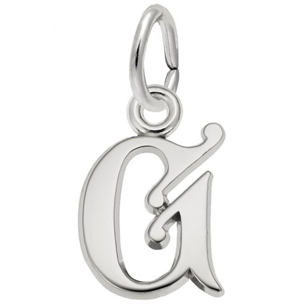 Curly Initial G Charm / Sterling Silver