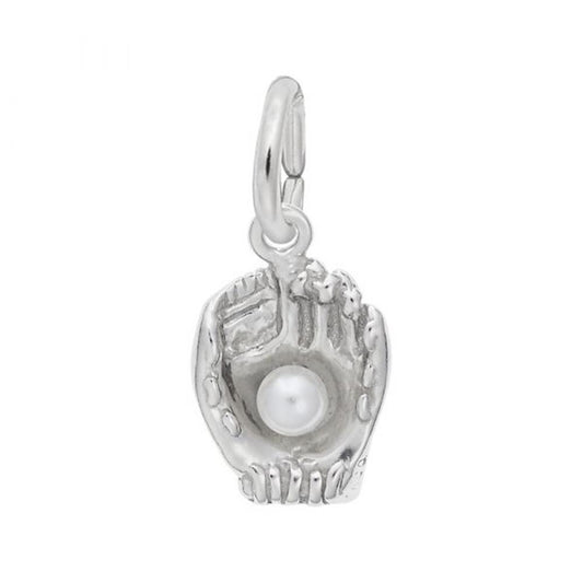 Baseball Glove with Pearl Charm / Sterling Silver