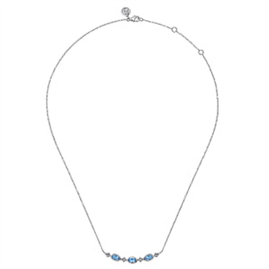 925 Sterling Silver Bujukan Blue Topaz 
Bar Necklace
Serial No: S174