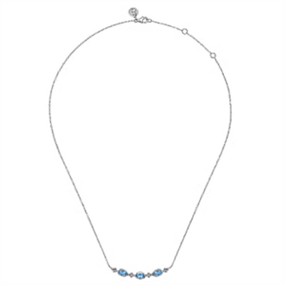 925 Sterling Silver Bujukan Blue Topaz 
Bar Necklace
Serial No: S174