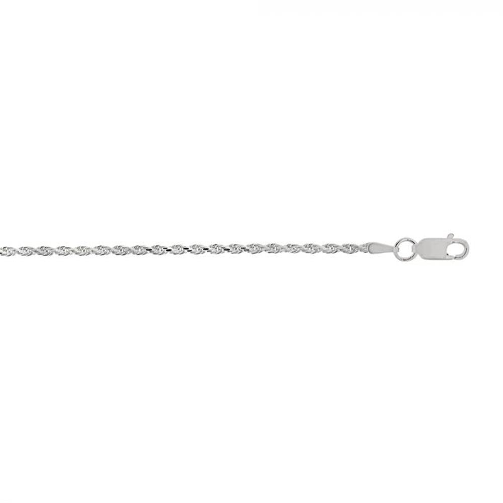 A close-up image of the Sterling Silver 1.8mm Rope Chain with Lobster Clasp-20 inch by Royal Chain Group-Royal Chain on a white background. The chain features a twisted rope pattern with interlocking links.
