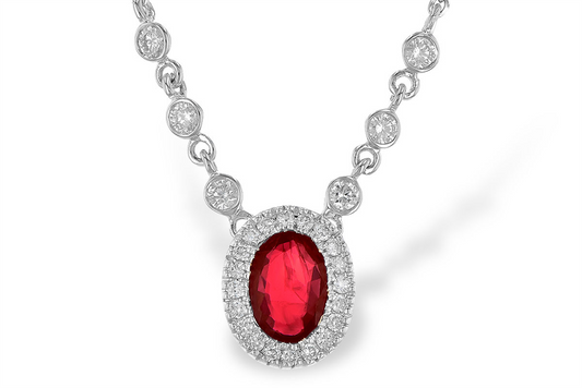 14K Gold Necklace with Ruby and Diamonds