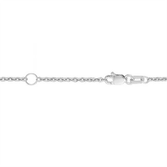 18K White Gold  Extendable Cable Chain with Lobster Lock. Total length