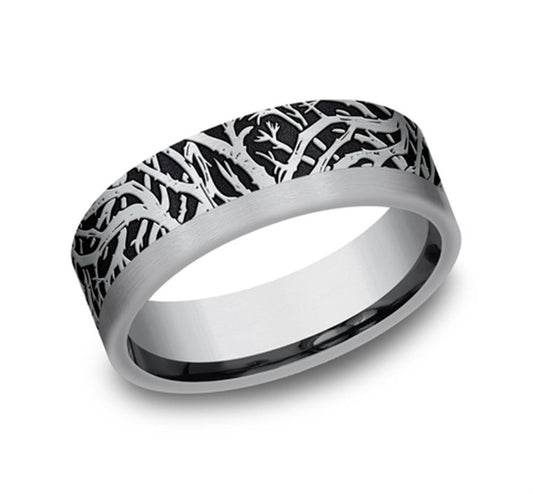 Enchanted Forest Band | Tantalum and 14K White Gold