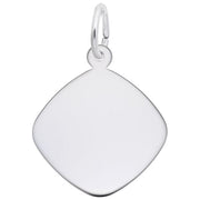 This is an image of a DISC Sterling Silver Charm by Rembrandt Charms. The charm has a sleek, polished surface and no additional design or engravings, with smooth edges and a small loop at the top for attachment to a chain or bracelet.