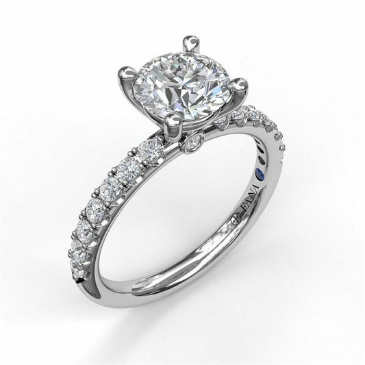14K White Gold Classic Pave Round Cut Engagement Ring | FANA