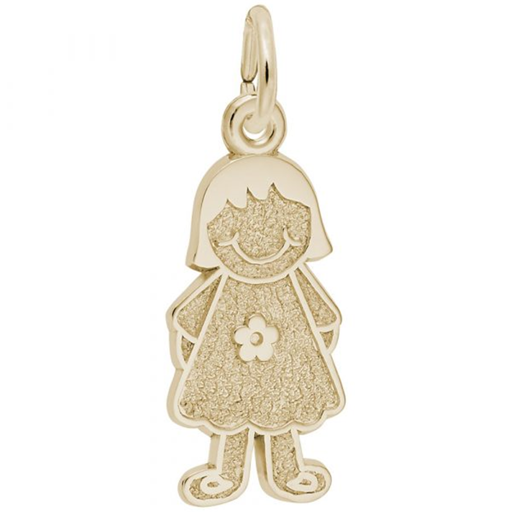Girl with Flower Charm / Gold Plated Sterling Silver