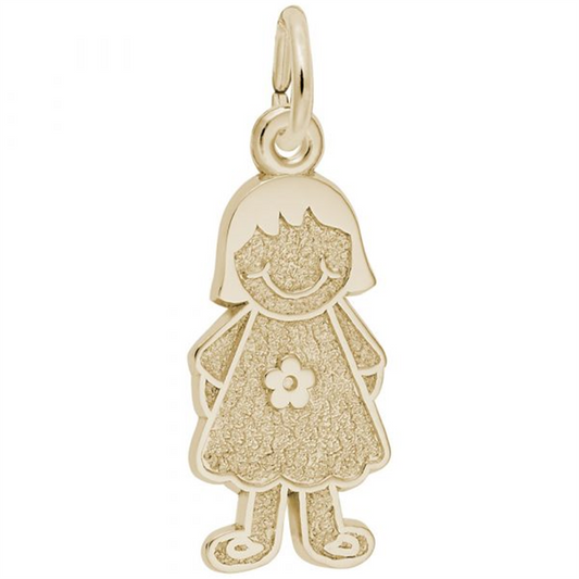 Girl with Flower Charm / Gold Plated Sterling Silver