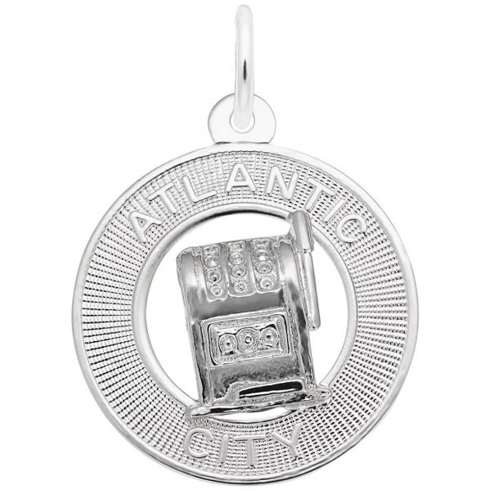 Sterling Silver Atlantic City Slot Machine Ring Charm, Style 4861, 0.76 in x 0.76 in (19.29 mm x 19.29 mm)