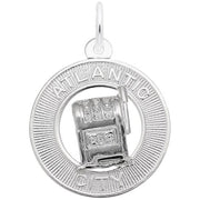 Sterling Silver Atlantic City Slot Machine Ring Charm, Style 4861, 0.76 in x 0.76 in (19.29 mm x 19.29 mm)
