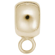 The Rembrandt Charms Pandora Converter Charmdrop Wide Rounded in gold-plated sterling silver features a shiny and polished rectangular jewelry clasp end with a small loop at the bottom. Perfect for attaching to chains or cords, it adds an elegant touch to necklaces or bracelets with its reflective surface.