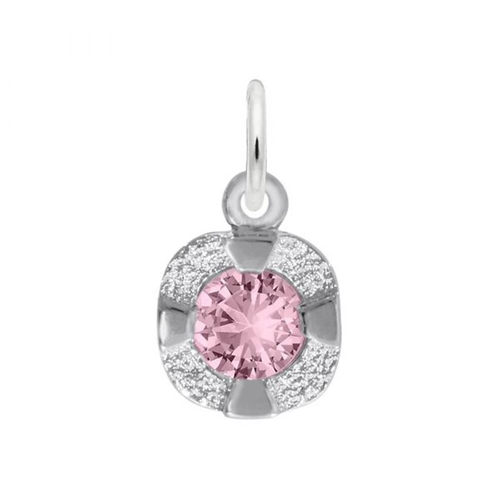 The Rembrandt Charms Petite Birthstone - October Charm in sterling silver showcases a petite birthstone at its center, encircled by elegant accents and complemented by a small loop at the top for seamlessly attaching to bracelets or necklaces. This design exudes sophistication, making it perfect for any jewelry collection.