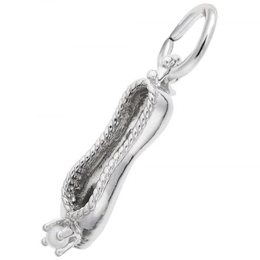 Ballet Slipper With Pearl Charm in Sterling Silver
