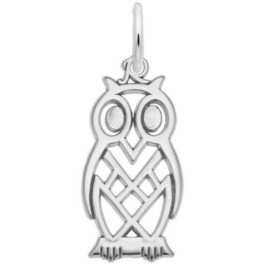 Owl Charm / Sterling Silver /