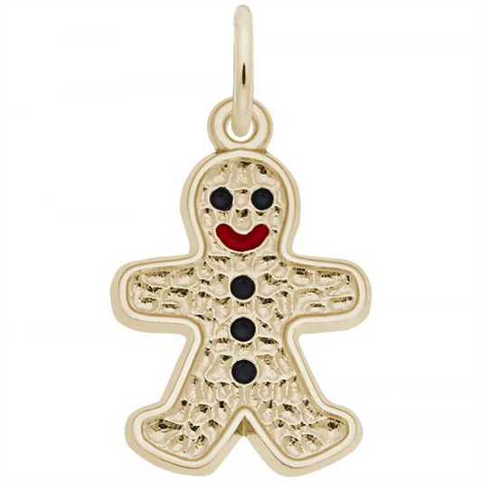 Ginger Bread Man Charm / Gold Plated Sterling Silver