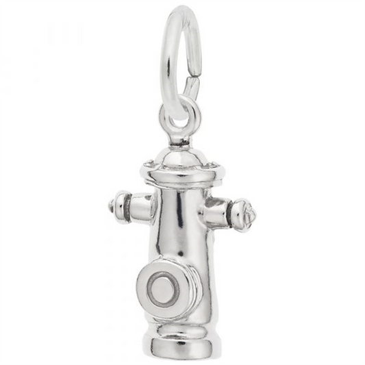 The Rembrandt Charms "Fire Hydrant - Sterling Silver Charm" offers a detailed and classic design with a loop for easy bracelet or necklace attachment.