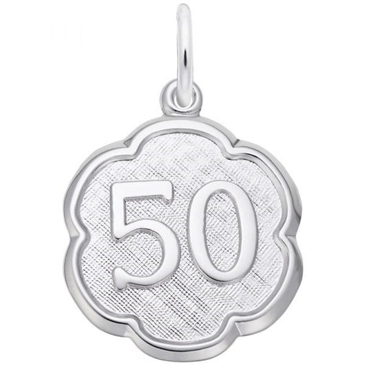 Number 50 Charm / Sterling Silver