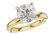 The Allison Kaufman L7946-Y is a ladies’ 14k yellow gold semi-set engagement ring with a hidden basket halo, shown on a white background.