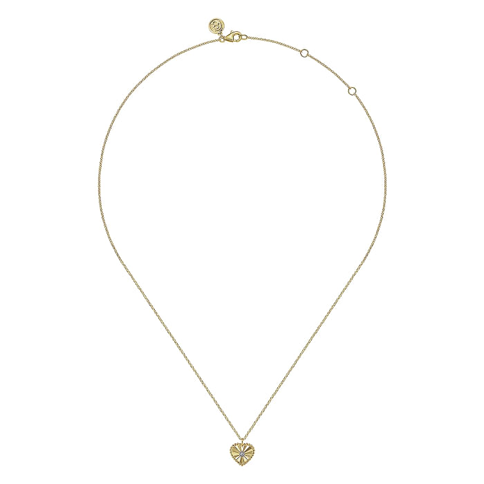 14K White & Yellow Gold Diamond and Heart Pendant Necklace