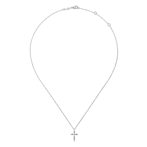 The Gabriel & Co Sterling Silver Cross Necklace features a delicate chain and small cross pendant, crafted in .925 sterling silver on a plain white background, making it perfect faith jewelry for any occasion.