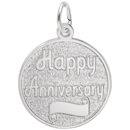 Anniversary Disc Charm in Sterling Silver