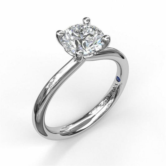 14K White Gold Timeless Round Cut Solitaire Engagement Ring | FANA