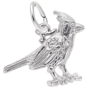 The Rembrandt Charms Cardinal Bird 3D Charm is a sterling silver piece meticulously designed to depict a cardinal perched on a small branch. The charm features intricate detailing of the bird's feathers and crest, complete with a loop at the top for effortless attachment to bracelets or necklaces.