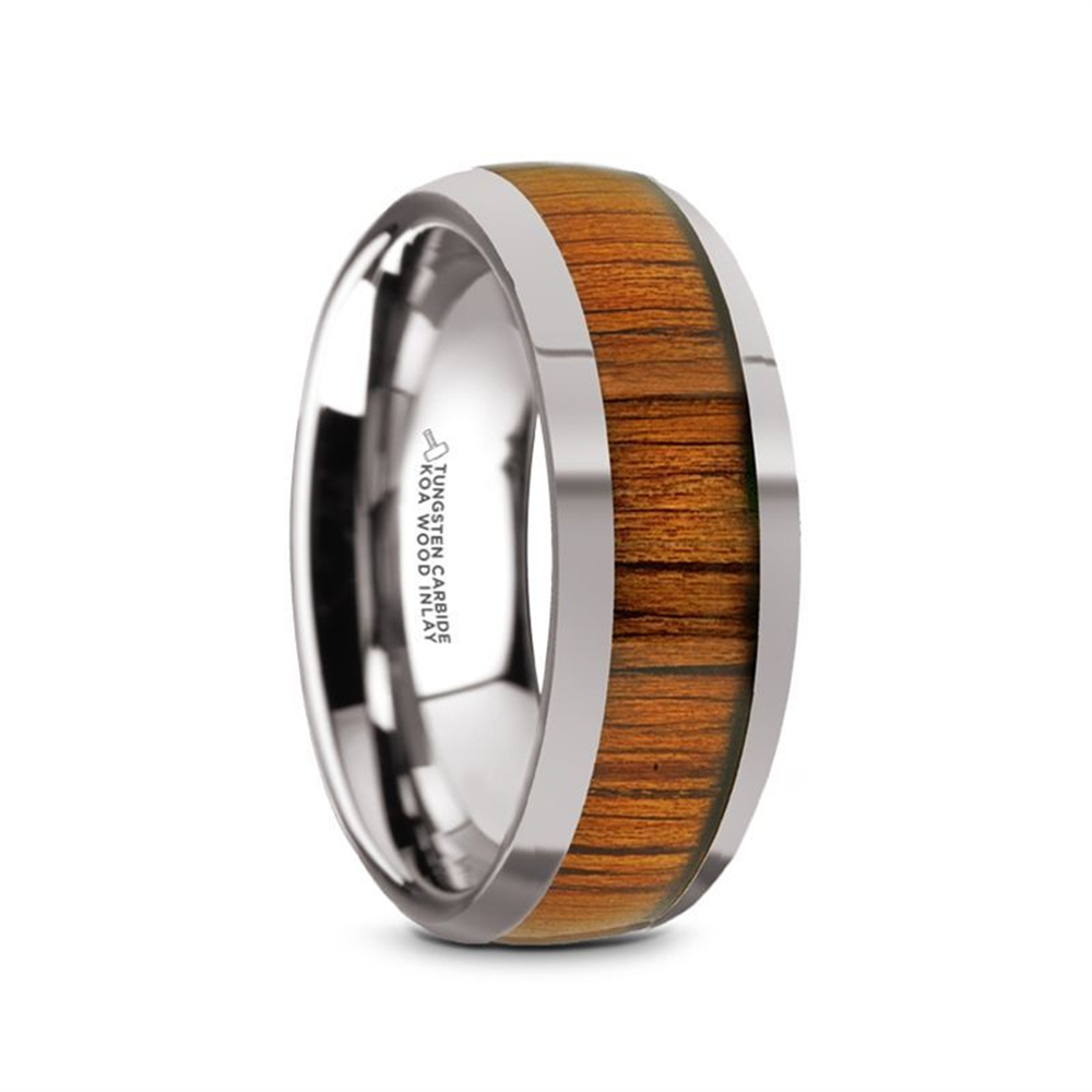 KAMEHA Tungsten Domed Profile Polished Finish Men’s Wedding Ring with