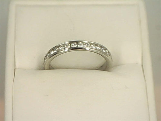 14K White Gold .32ctw Round Cut Diamond Channel Band | Benchmark Rings