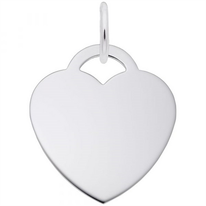 Crafted in sterling silver by Rembrandt Charms, the Large Heart Classic Charm features a shiny, smooth heart-shaped design with a small circular loop at the top—making it an elegant, engravable pendant ideal for creating personalized jewelry that holds special meaning.