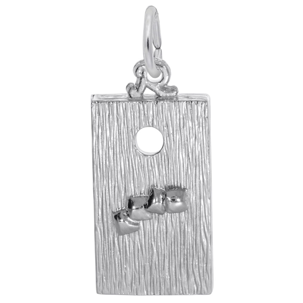 Corn Hole Game Charm / Sterling Silver