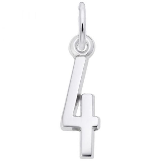 Number 4 Charm / Sterling Silver