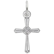 The Cross Accent Charm in Sterling Silver by Rembrandt Charms adds an elegant touch with its simple design, rounded edges, and loop for easy attachment at the top. This classic piece effortlessly complements any jewelry collection.