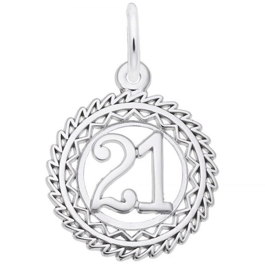Number 21 Charm / Sterling Silver