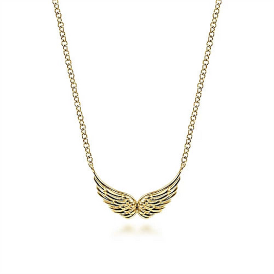 14K Yellow Gold Angel Wings Necklace