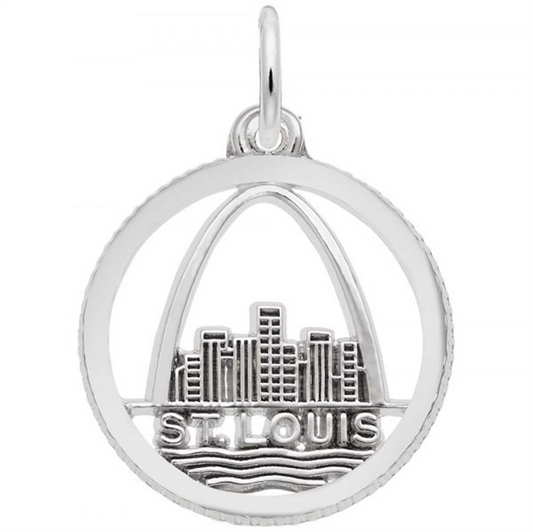 St. Louis Skyline Disc - Sterling Silver Charm