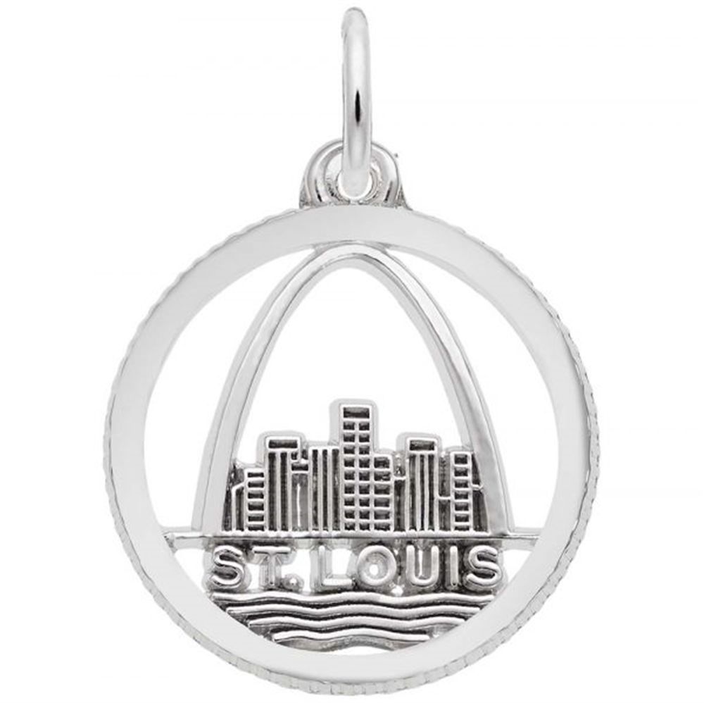 St. Louis Skyline Disc Charm / Sterling Silver