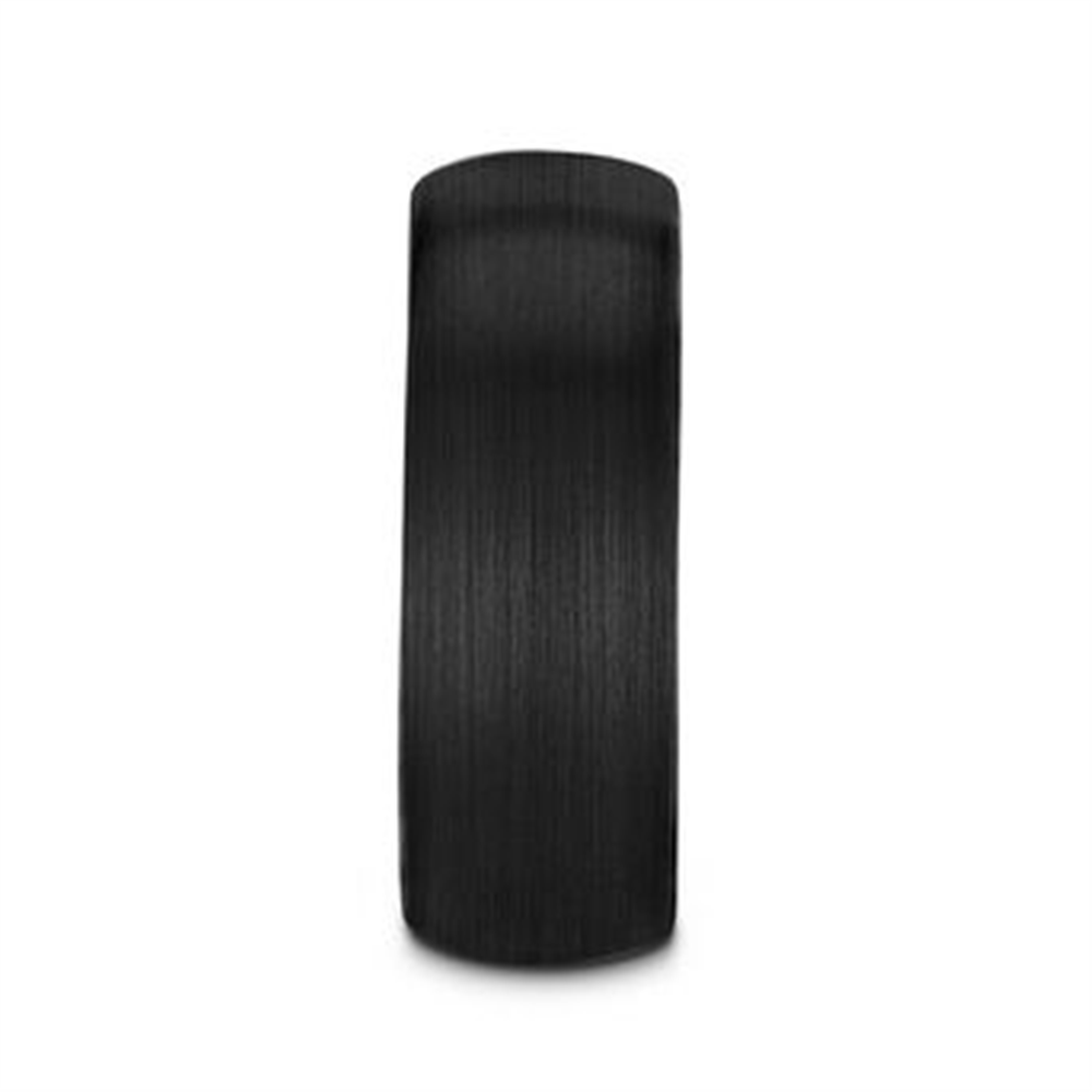 The RAIDER Black Tungsten ring by Thorsten features a sleek 6mm band with a matte finish. Its simple, smooth surface and slightly curved design embody a contemporary, minimalist style, crafted from durable black tungsten.