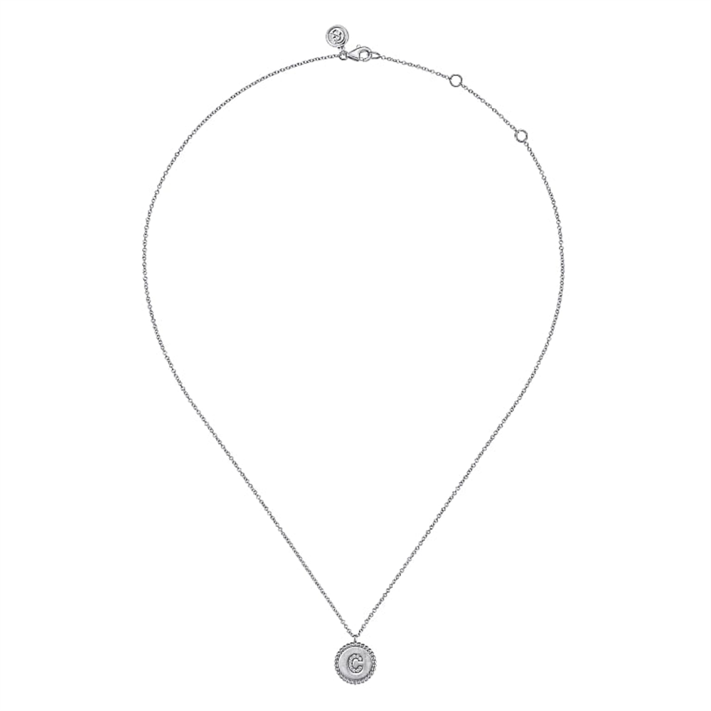 925 Sterling Silver Diamond Bujukan Initial C Necklace